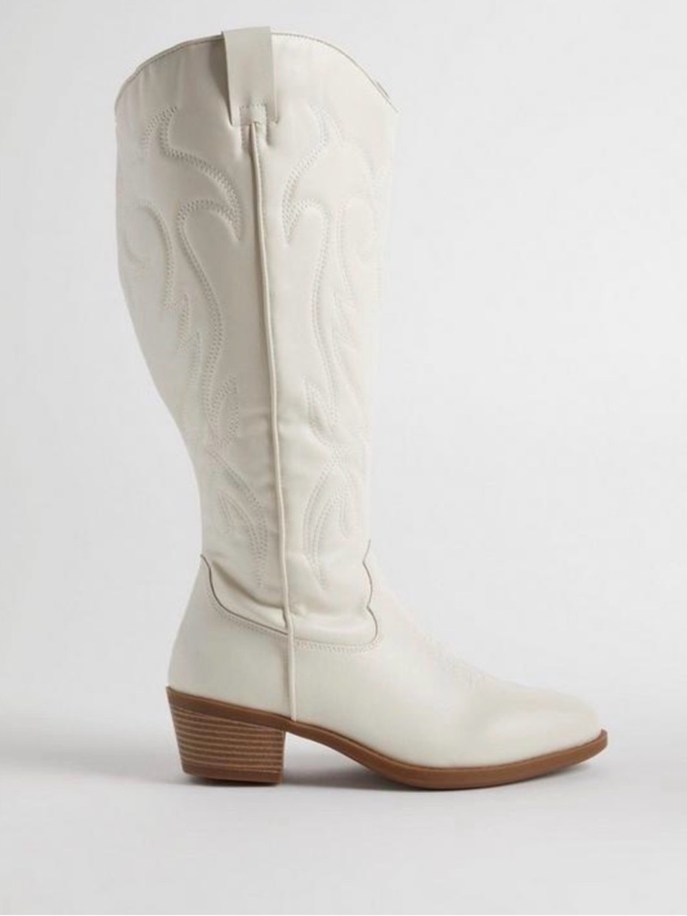 Women’s Knee-High Western Cowboy Boots - White - Picture 2 of 4